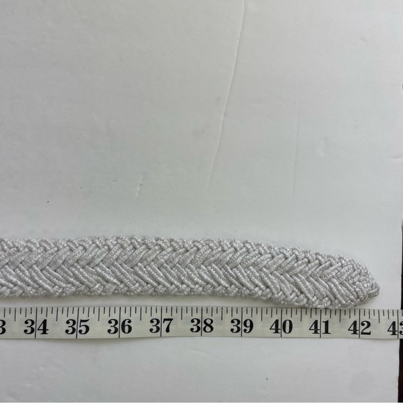 White Stretch Braided Raffia Seagrass Belt - Picture 11 of 12